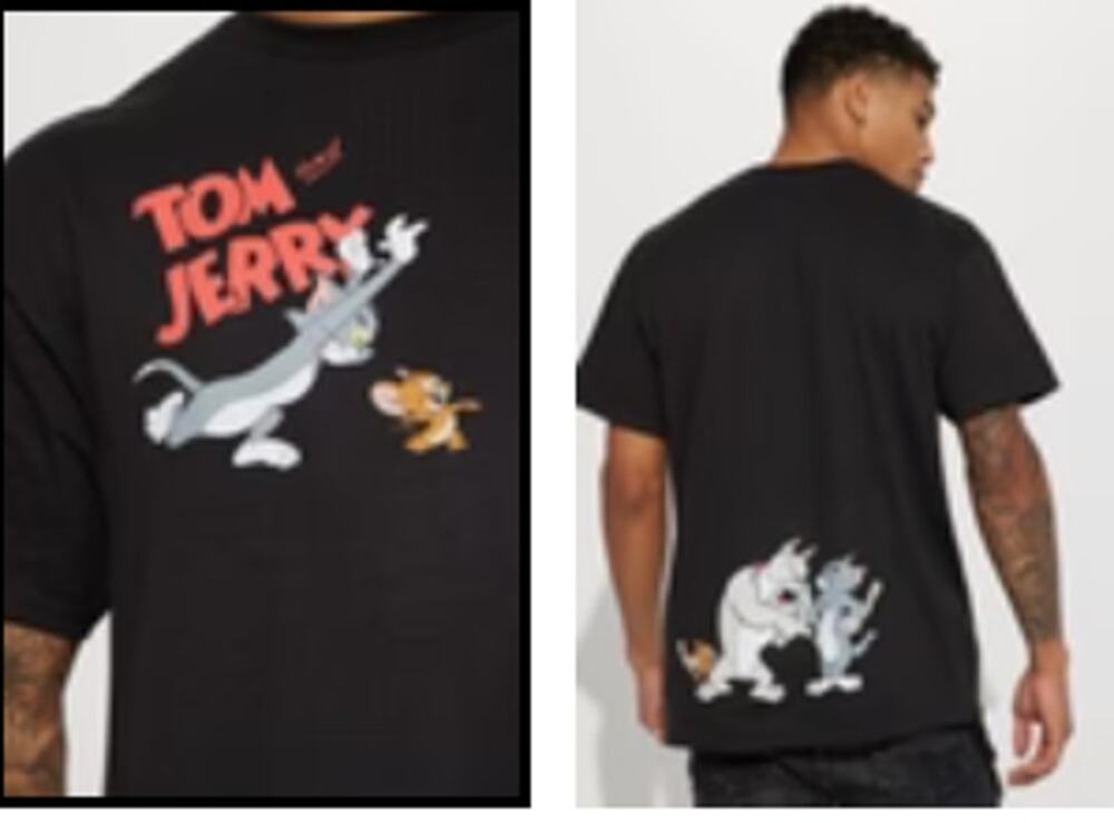 Tom and Jerry Black Graphic T Shirt XL Extra Large Men Adult